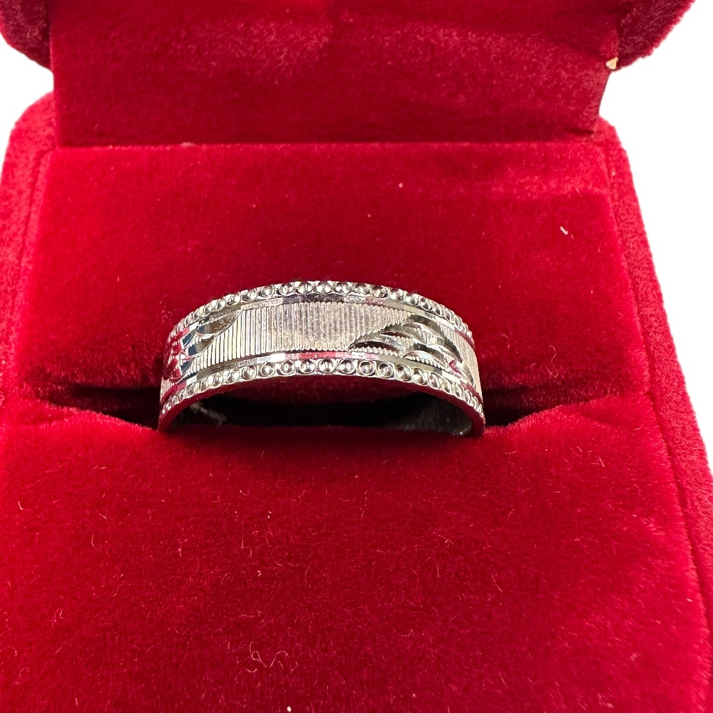925 Silver Ring Band Moon Pattern - image 1